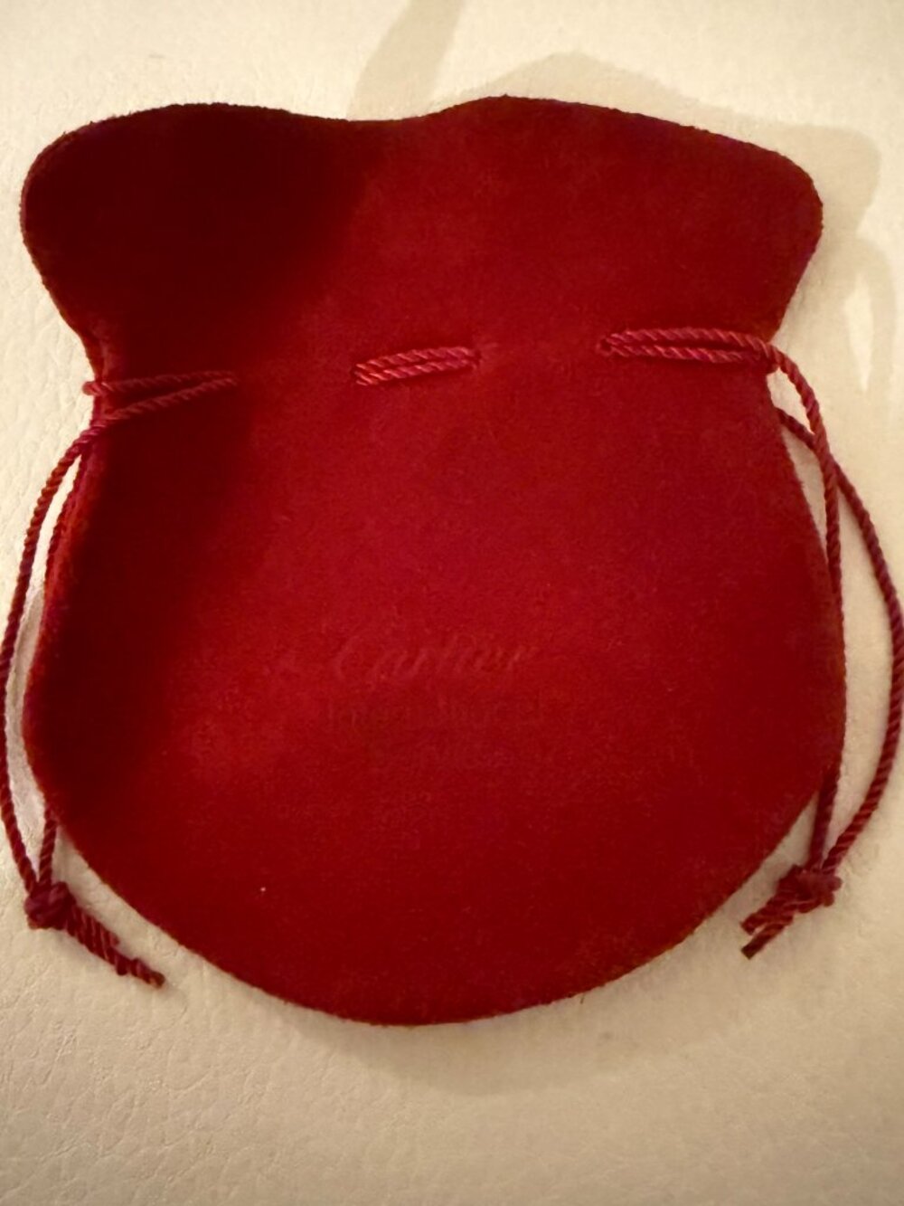 Cartier International Service Red Velvet Suede Travel Pouch With Drawstring